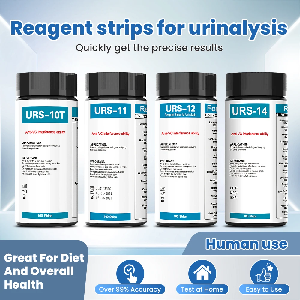 Urinalysis Reagent Strip - Tiras de teste humanas veterinárias, 10/11/12/14